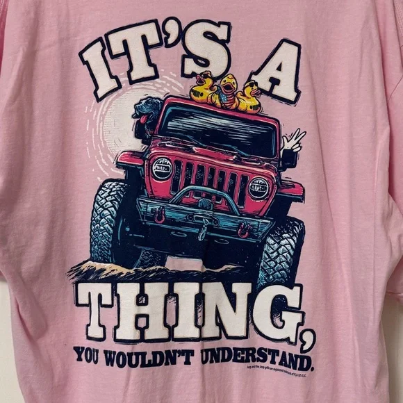 Jeep Blossom Pink T-Shirt Ducks It’s A Jeep Thing Back Graphic Unisex 2XL - Picture 3 of 8